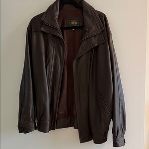 Vintage Oversized Brown Leather Jacket